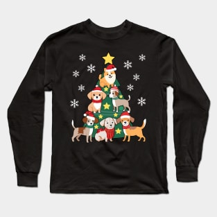 Dog Christmas Tree Funny Dog Lover Gift Long Sleeve T-Shirt